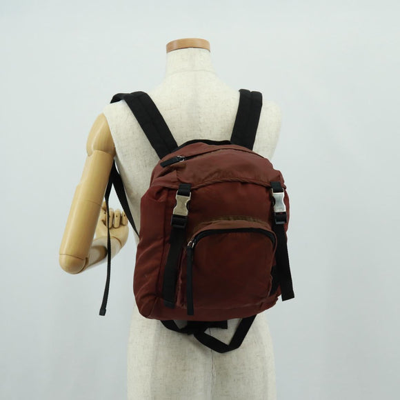PRADA Backpack Nylon Red Silver Auth bs32073
