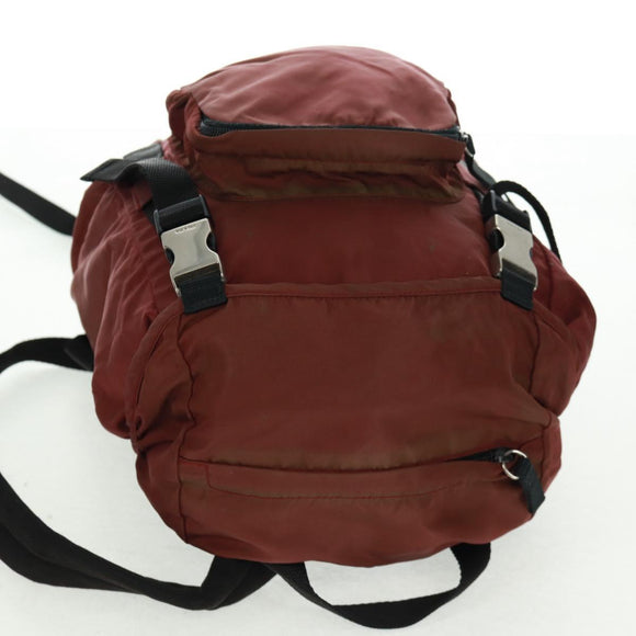 PRADA Backpack Nylon Red Silver Auth bs32073
