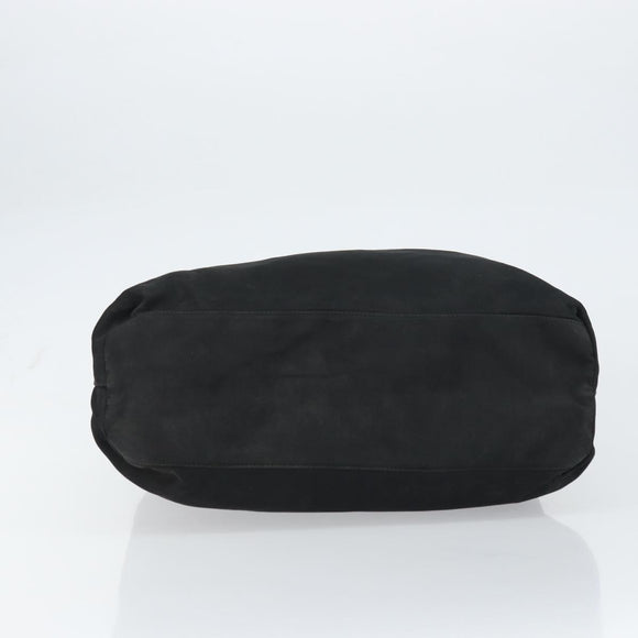 PRADA Tote Bag Nylon Black Silver Auth bs32074