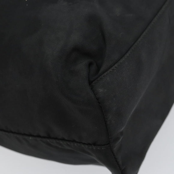 PRADA Tote Bag Nylon Black Silver Auth bs32074