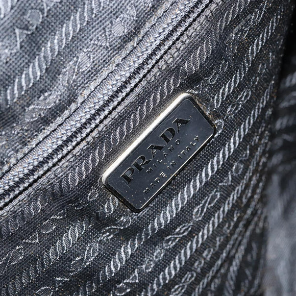 PRADA Tote Bag Nylon Black Silver Auth bs32074