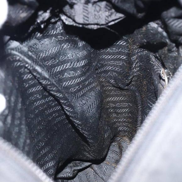 PRADA Tote Bag Nylon Black Silver Auth bs32074