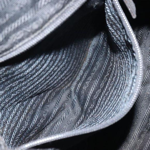 PRADA Tote Bag Nylon Black Silver Auth bs32074