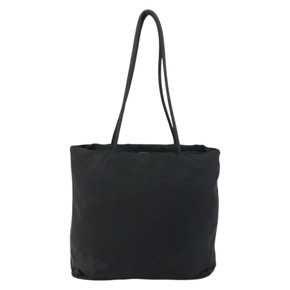 PRADA Tote Bag Nylon Black Silver Auth bs32074