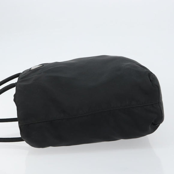 PRADA Tote Bag Nylon Black Silver Auth bs32074
