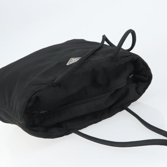 PRADA Tote Bag Nylon Black Silver Auth bs32074