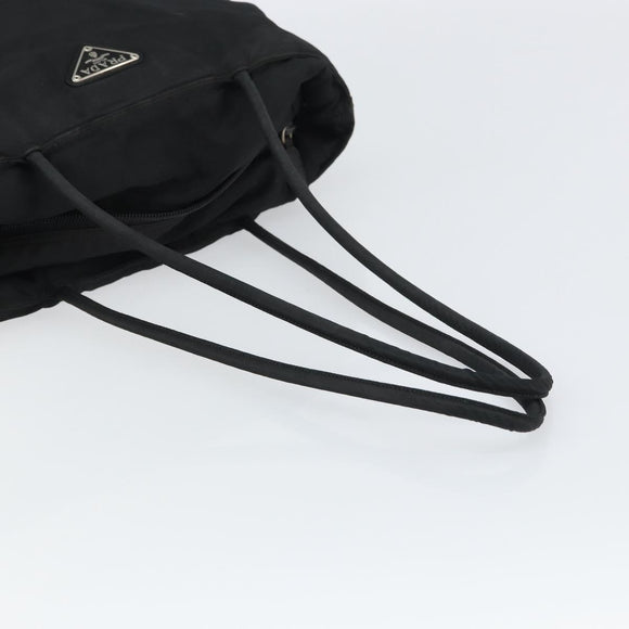 PRADA Tote Bag Nylon Black Silver Auth bs32074