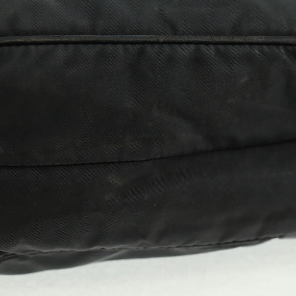 PRADA Shoulder Bag Nylon Leather Black Silver Auth bs32075