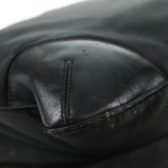 PRADA Shoulder Bag Nylon Leather Black Silver Auth bs32075