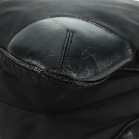 PRADA Shoulder Bag Nylon Leather Black Silver Auth bs32075