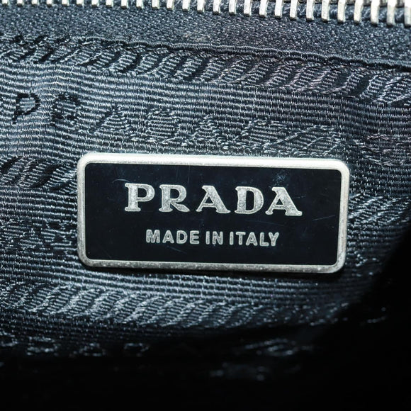 PRADA Shoulder Bag Nylon Leather Black Silver Auth bs32075