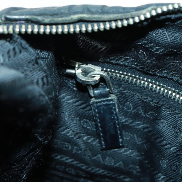 PRADA Shoulder Bag Nylon Leather Black Silver Auth bs32075