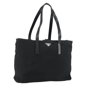 PRADA Tote Bag Nylon Black Silver Auth bs32076