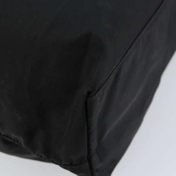PRADA Tote Bag Nylon Black Silver Auth bs32076