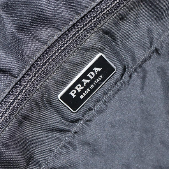 PRADA Tragetasche Nylon Schwarz Silber Original bs32076