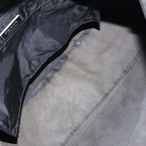 PRADA Tote Bag Nylon Black Silver Auth bs32076