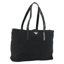 PRADA Tragetasche Nylon Schwarz Silber Original bs32076-1