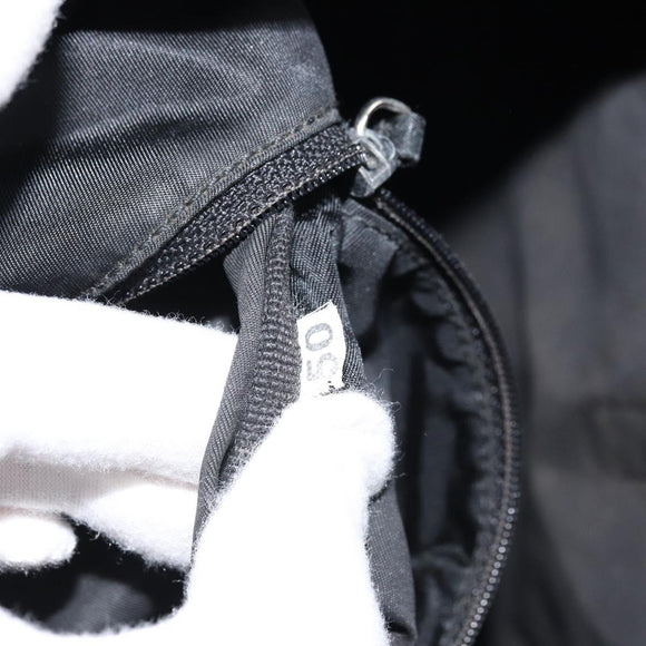 PRADA Tote Bag Nylon Black Silver Auth bs32076