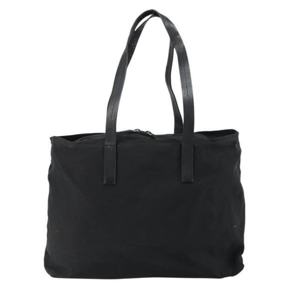 PRADA Tote Bag Nylon Black Silver Auth bs32076