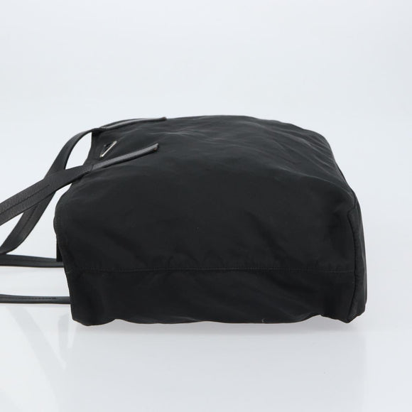 PRADA Tote Bag Nylon Black Silver Auth bs32076