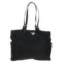 PRADA Tote Bag Nylon Leather Black Silver Auth bs32077-1
