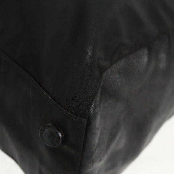 PRADA Tote Bag Nylon Leather Black Silver Auth bs32077