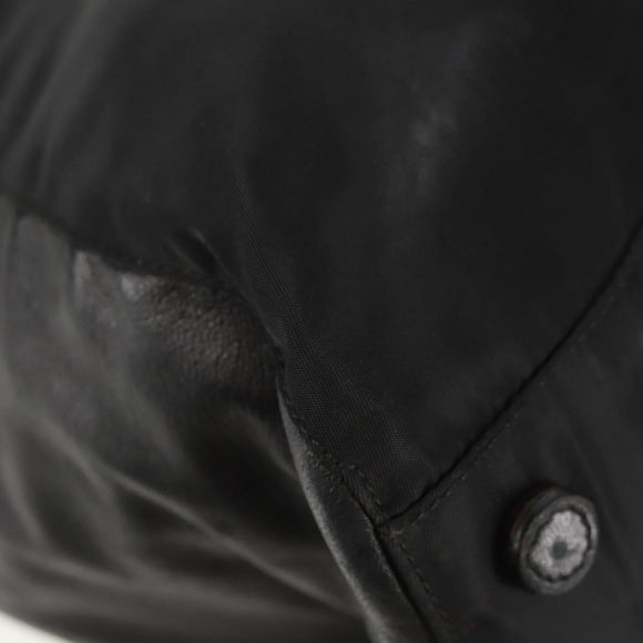 PRADA Tote Bag Nylon Leather Black Silver Auth bs32077