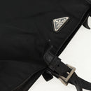PRADA Tote Bag Nylon Leather Black Silver Auth bs32077-17