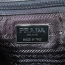 PRADA Tote Bag Nylon Leather Black Silver Auth bs32077-18