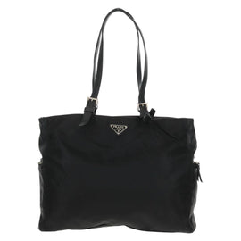 PRADA Tote Bag Nylon Leather Black Silver Auth bs32077 - 0