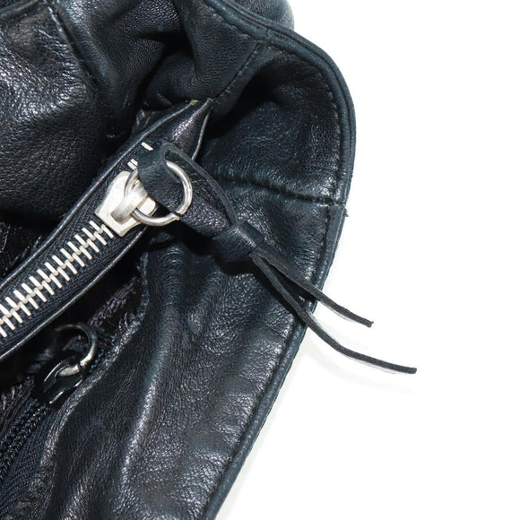 PRADA Tote Bag Nylon Leather Black Silver Auth bs32077