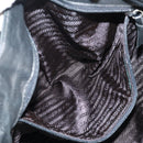 PRADA Tote Bag Nylon Leather Black Silver Auth bs32077-28