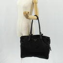 PRADA Tote Bag Nylon Leather Black Silver Auth bs32077-30
