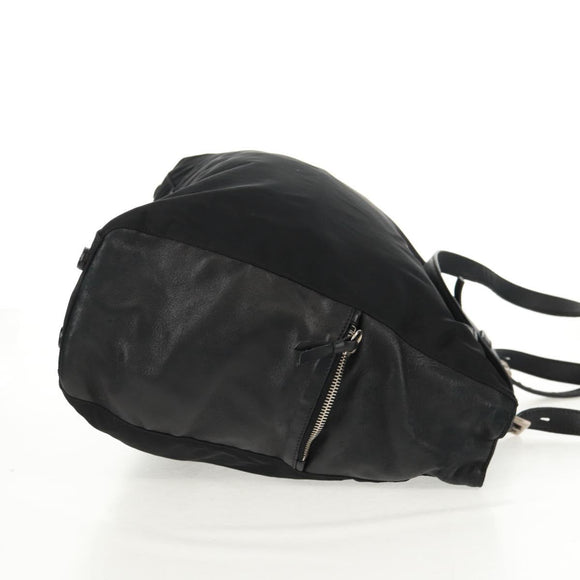 PRADA Tote Bag Nylon Leather Black Silver Auth bs32077