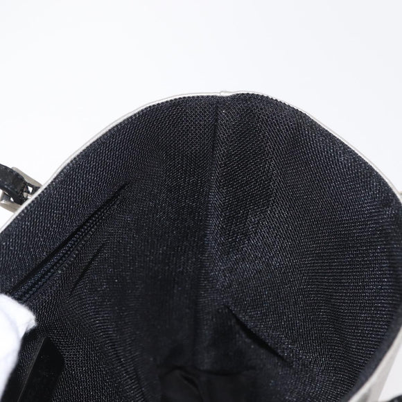 PRADA Tote Bag Leather Silver Auth bs32078