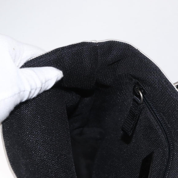 PRADA Tote Bag Leather Silver Auth bs32078