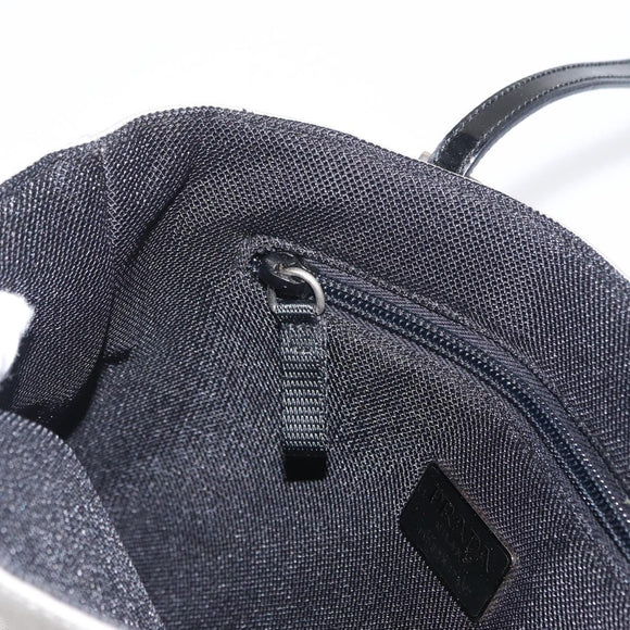 PRADA Tote Bag Leather Silver Auth bs32078