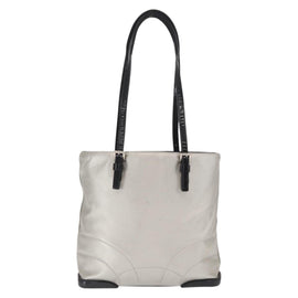 PRADA Tote Bag Leather Silver Auth bs32078 - 0