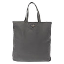 PRADA Tote Bag Nylon Gray Silver Auth bs32079-2