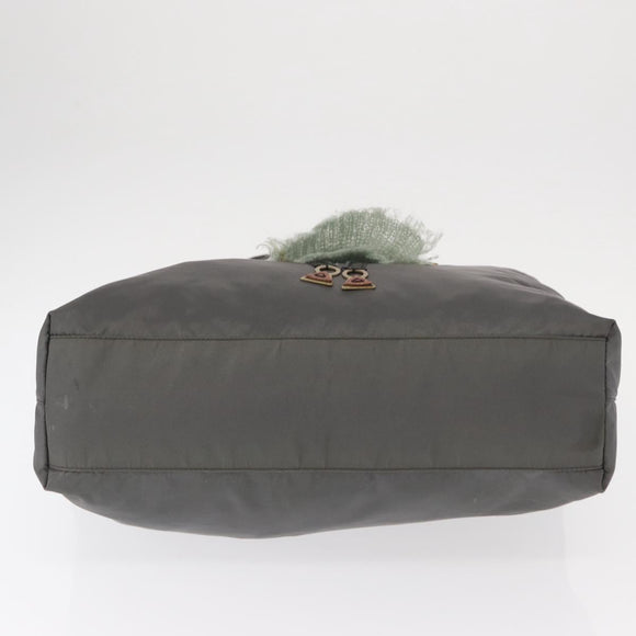 PRADA Tote Bag Nylon Gray Silver Auth bs32079