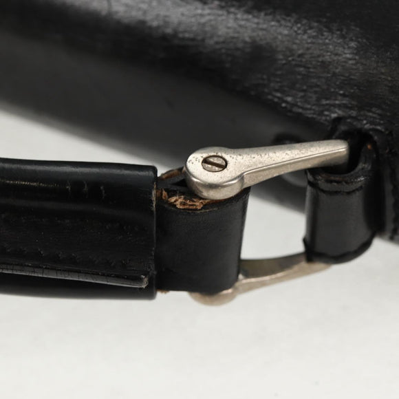 PRADA Hand Bag Nylon Leather Black Silver Auth bs32080
