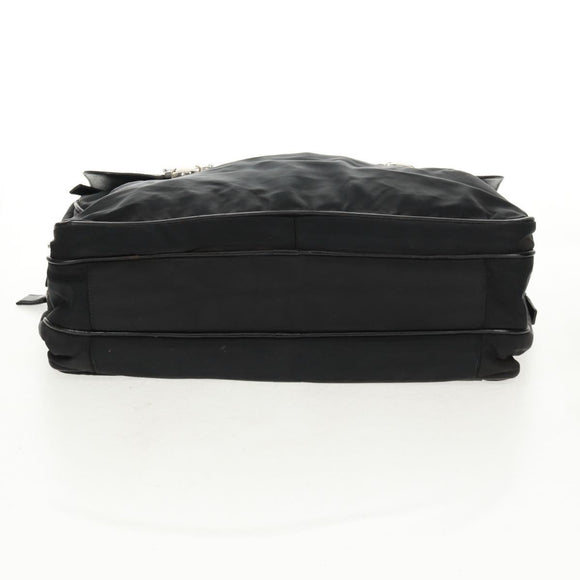 PRADA Hand Bag Nylon Leather Black Silver Auth bs32080