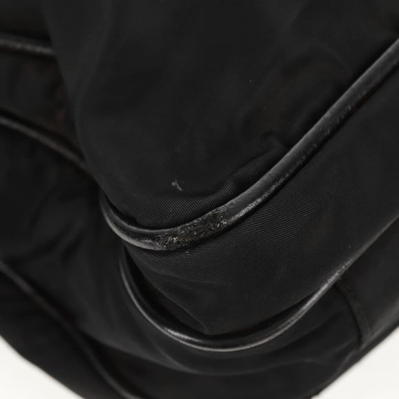 PRADA Hand Bag Nylon Leather Black Silver Auth bs32080