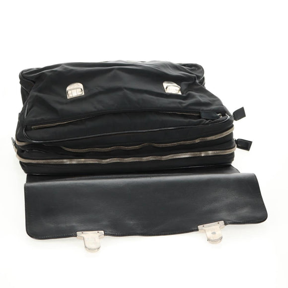 PRADA Hand Bag Nylon Leather Black Silver Auth bs32080