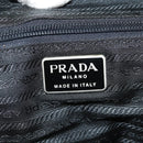 PRADA Hand Bag Nylon Leather Black Silver Auth bs32080-27