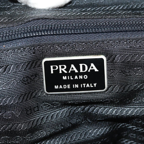PRADA Hand Bag Nylon Leather Black Silver Auth bs32080