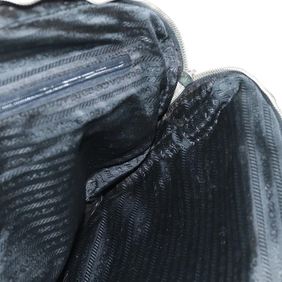 PRADA Hand Bag Nylon Leather Black Silver Auth bs32080