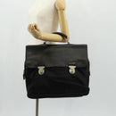 PRADA Hand Bag Nylon Leather Black Silver Auth bs32080-32