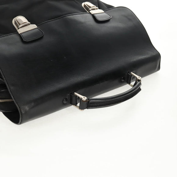 PRADA Hand Bag Nylon Leather Black Silver Auth bs32080