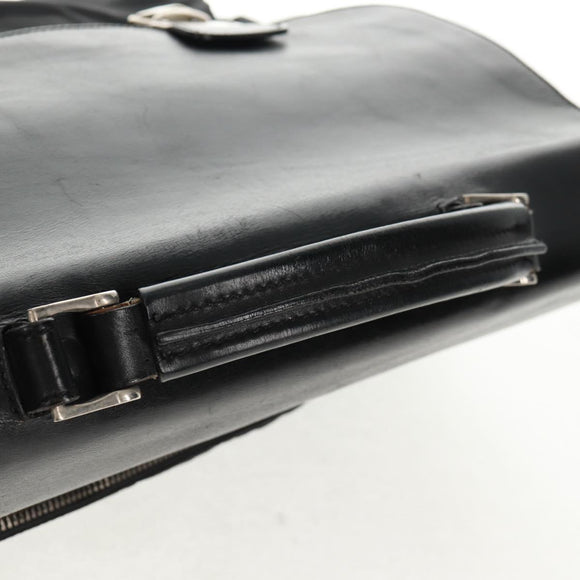 PRADA Hand Bag Nylon Leather Black Silver Auth bs32080
